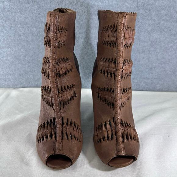 Sam Edelman Krosby Women’s sz 9.5 Gladiator Leather Wedge Peep Toe booties - Picture 3 of 12